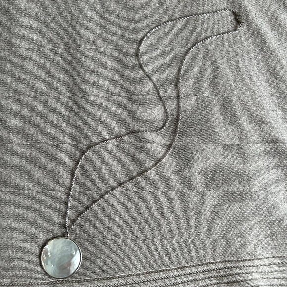 Honora White Mother-of -Pearl Disc Pendant and Silver Necklace - Picture 4 of 14